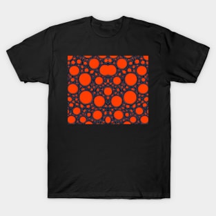 Bright Orange Aesthetic Fractal Bubbles Pattern T-Shirt